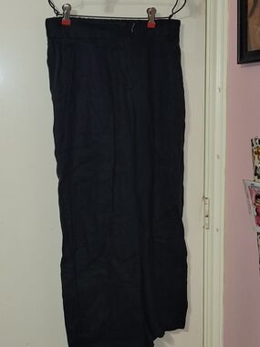 Quince Black Linen-Blend Pull-On Pants